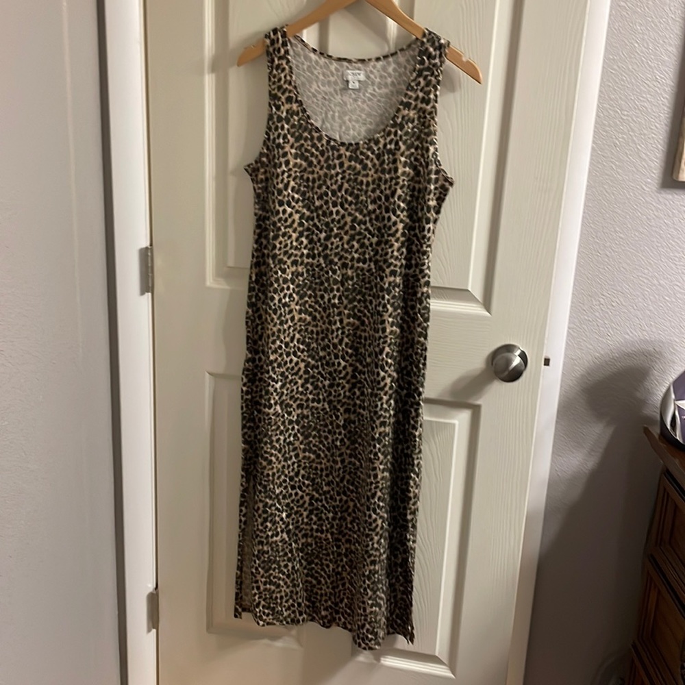 J. Crew Leopard Print Midi Dress in Brown and Black